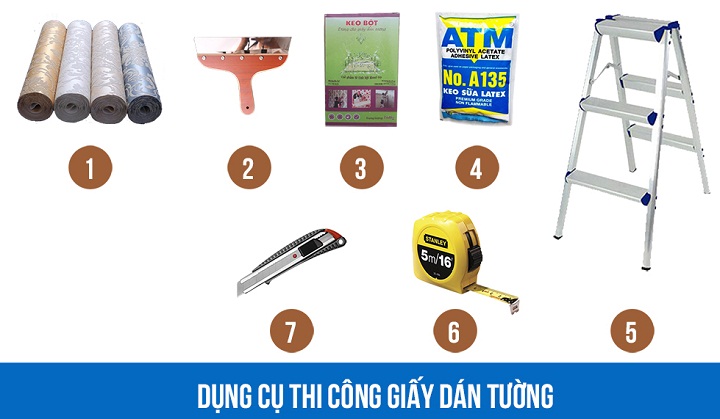dụng cụ thi công giấy dán tường